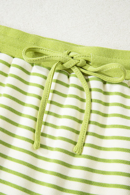 Threaded Pear Juniper Stripe Collared Pullover and Skort Outfit