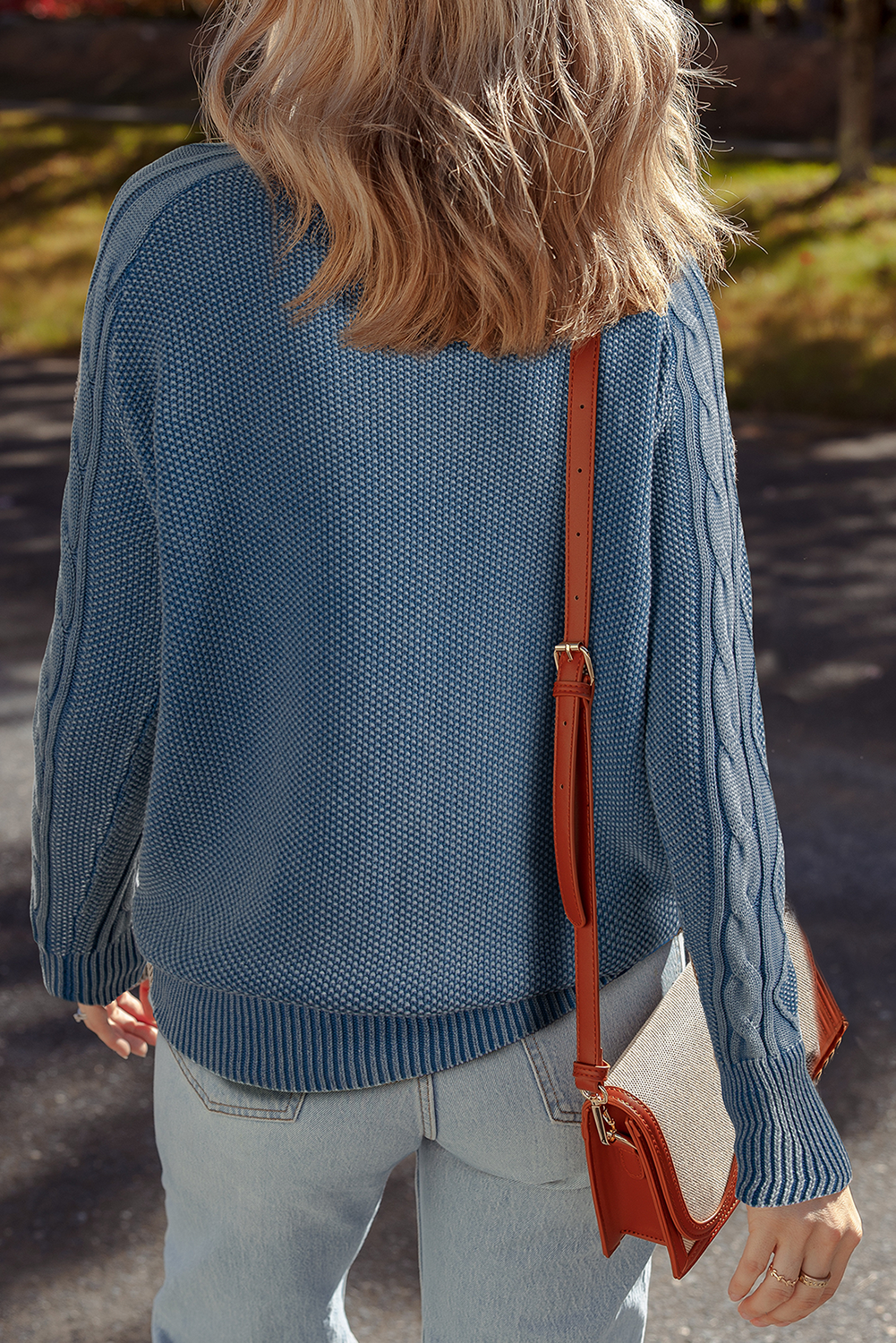 Threaded Pear Aria Knit Sleeve Casual Sweater
