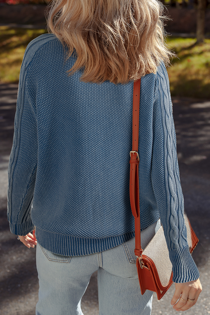 Threaded Pear Aria Knit Sleeve Casual Sweater