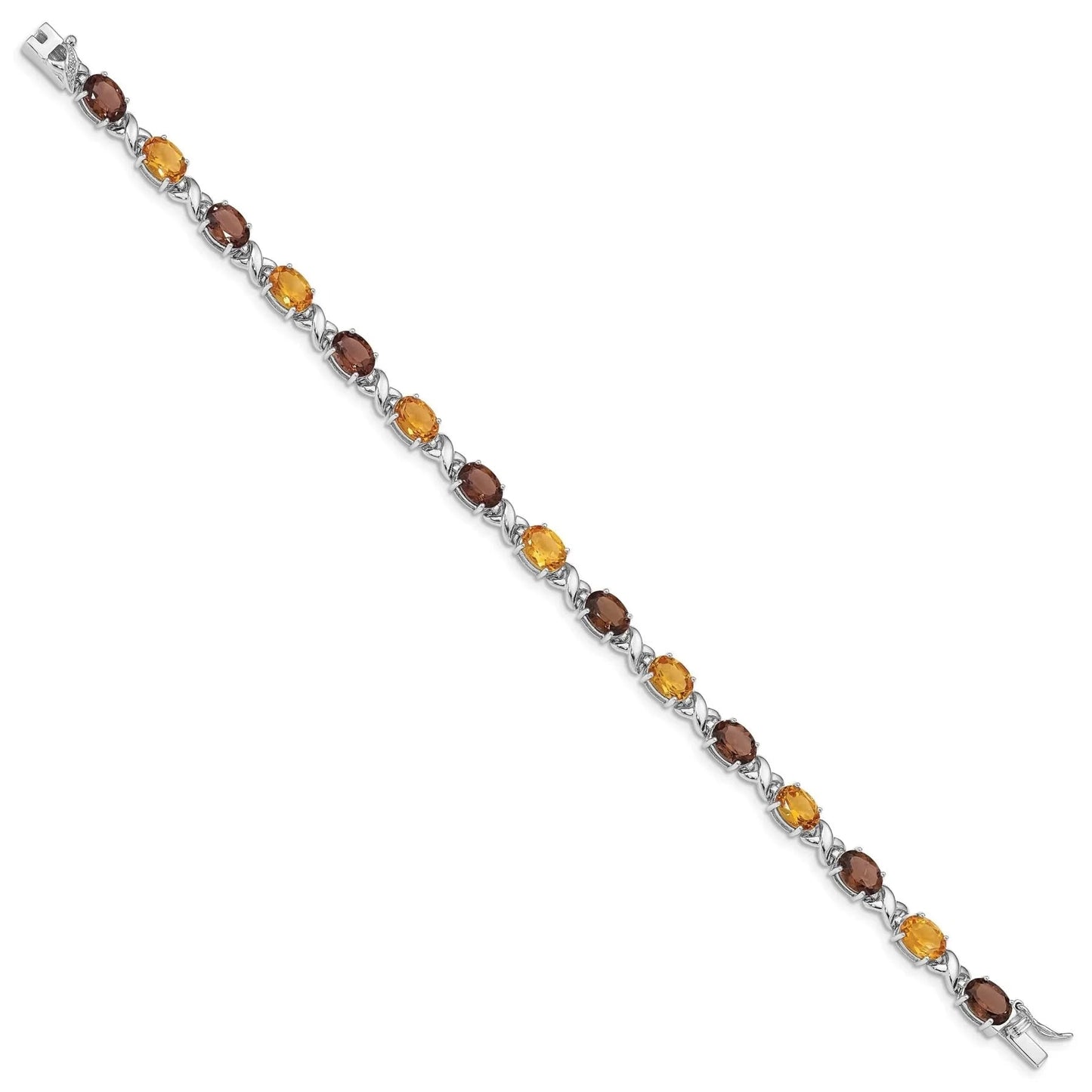 Genuine Multistone Sterling Silver Link Bracelet