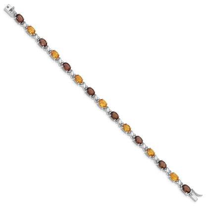Genuine Multistone Sterling Silver Link Bracelet