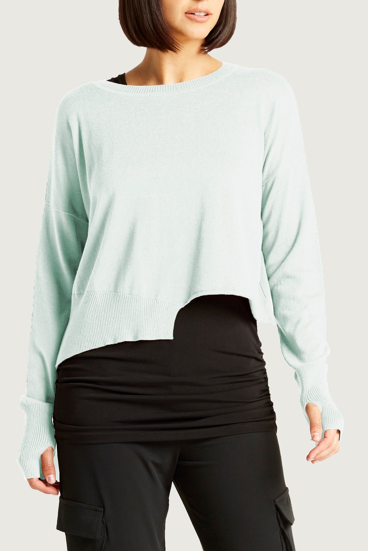 Pima Cotton Mini Knit Crewneck Sweater - Mint