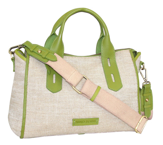 Britney Linen/Leather Satchel in Apple