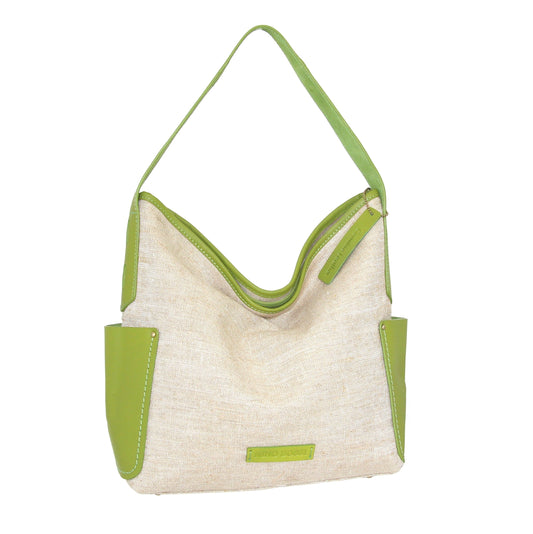 Nino Bossi Caprice Linen/Leather Hobo - Green