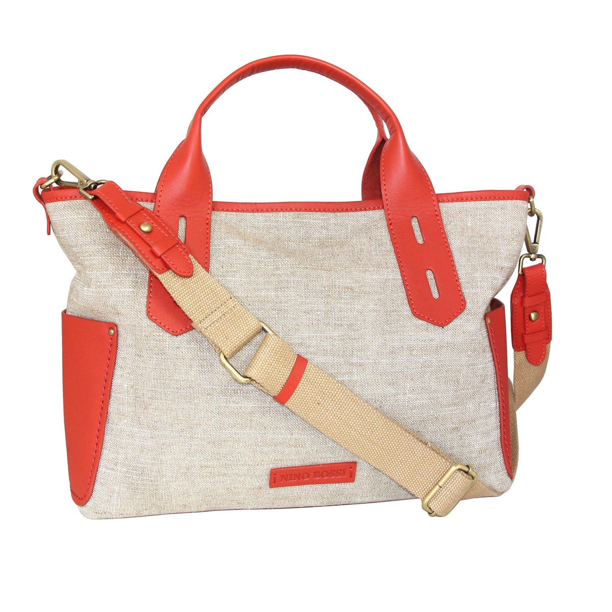 Nino Bossi Delana Linen/Leather Tote - Coral