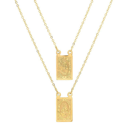 Our Lady Mount Carmel Rectangle Scapular Necklace