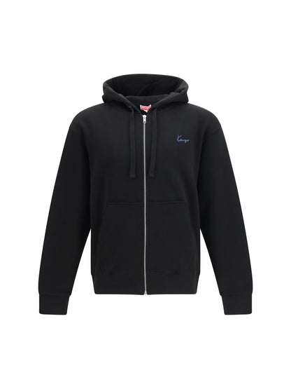 Hoodie Signature Cotton Zip Black