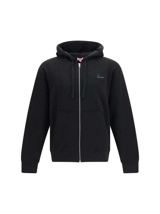 Hoodie Signature Cotton Zip Black