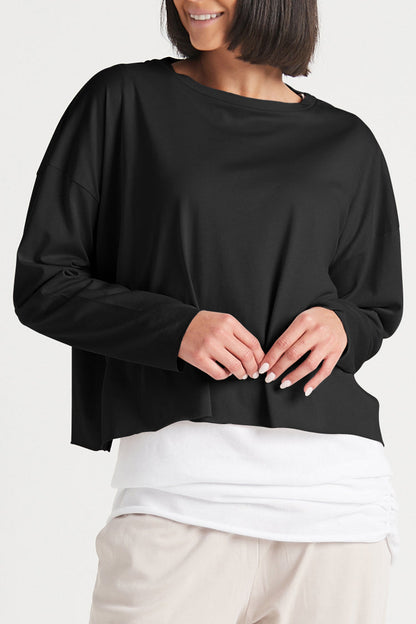 Pima Cotton Mini Luxury Boxy T-Shirt - Black