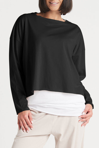 Pima Cotton Mini Luxury Boxy T-Shirt - Black