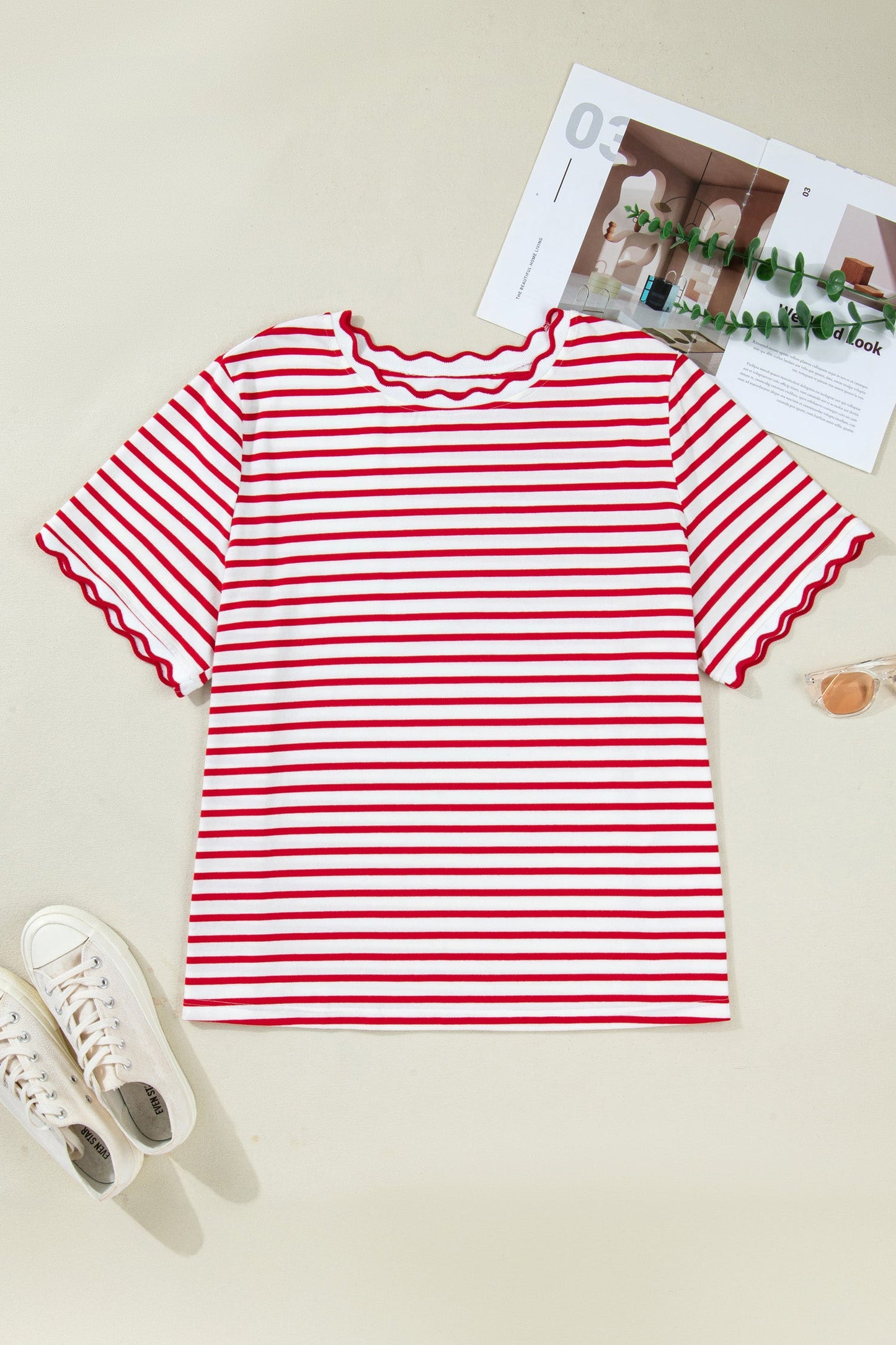 Threaded Pear Esther Trim Short Sleeve Plus Top