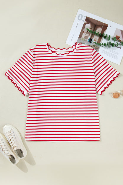 Threaded Pear Esther Trim Short Sleeve Plus Top