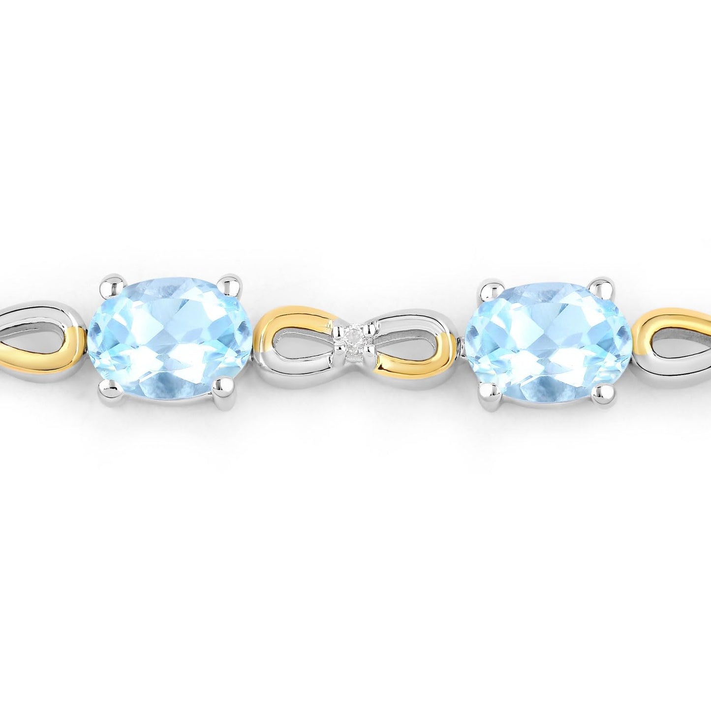 Oval Blue Topaz Prong Silver Infinity Bolo Adjustable Bracelet