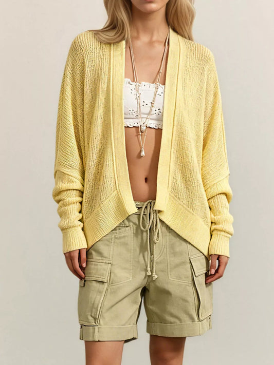 Open-Front Long Sleeve Knit Cardigan