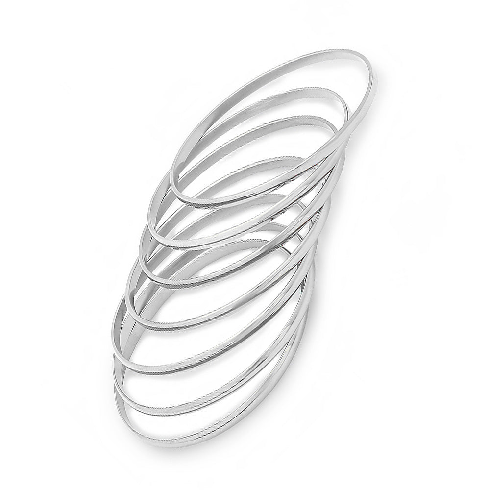 Classic Silver Bangle Bracelet Set