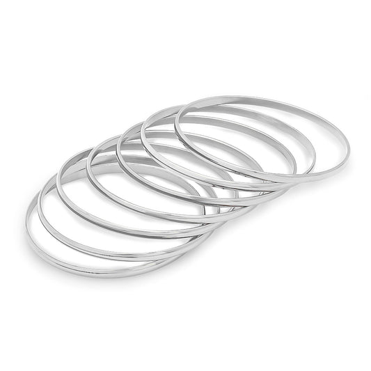 Classic Silver Bangle Bracelet Set