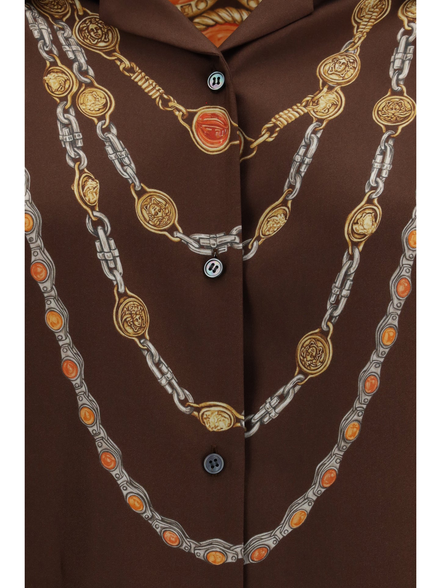 Buttoned Shirt Chain-Print Chocolate/Amber