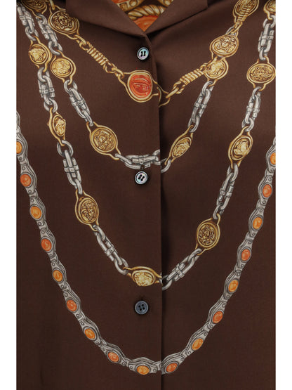 Buttoned Shirt Chain-Print Chocolate/Amber