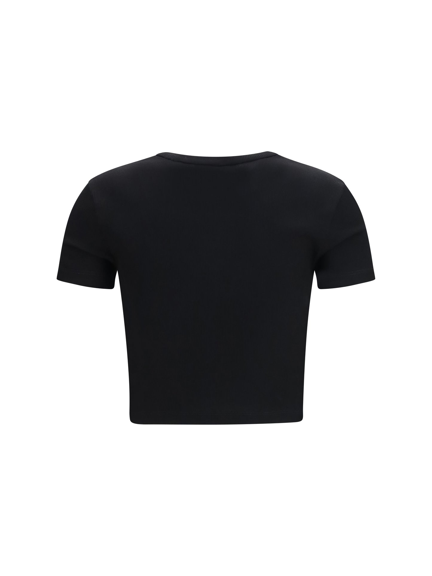 T-Shirt Cropped Ribbed Cotton Black