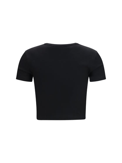 T-Shirt Cropped Ribbed Cotton Black