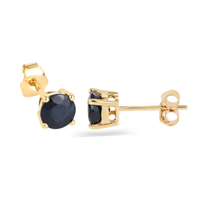 1.70 Ct Round Blue Sapphire Prong 10K Gold Stud Earrings