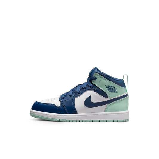Preschool Air Jordan Retro 1 Mid 'Mystic Navy Mint Foam' (Ps)