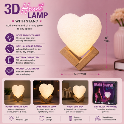 Color Changing RGB LED Acrylic Heart Night Light -