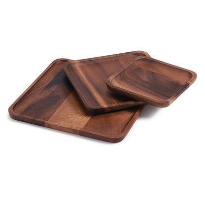 Kalmar Home Set of 3 Acacia Plates - 1 Each Size