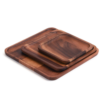 Kalmar Home Set of 3 Acacia Plates - 1 Each Size