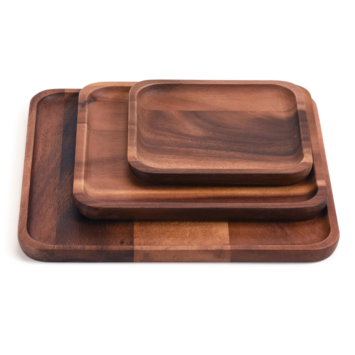 Kalmar Home Set of 3 Acacia Plates - 1 Each Size