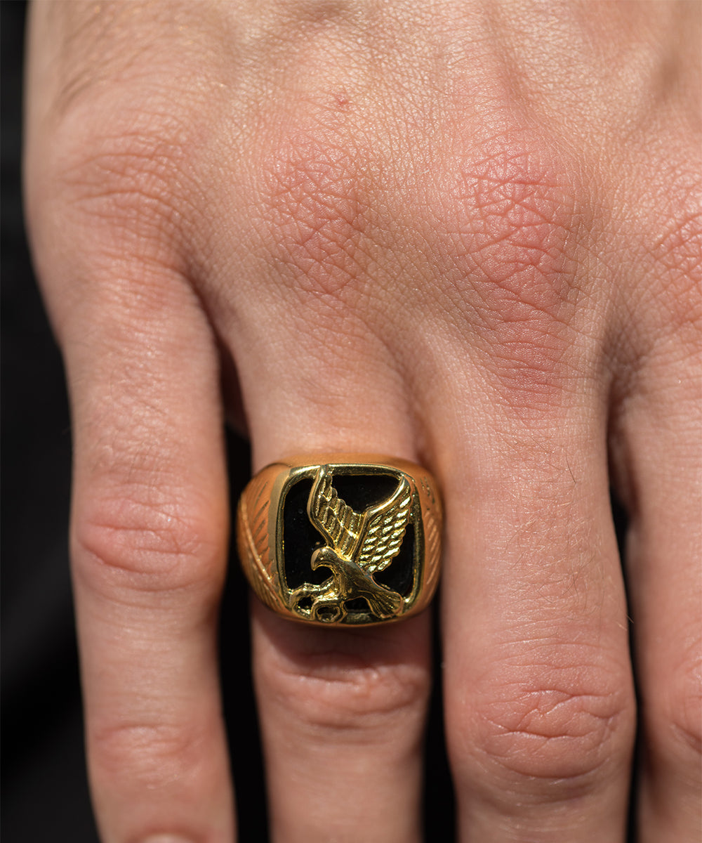 Black Onyx Eagle Statement Ring