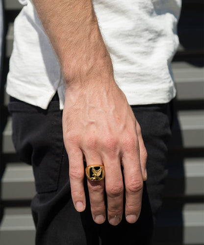 Black Onyx Eagle Statement Ring