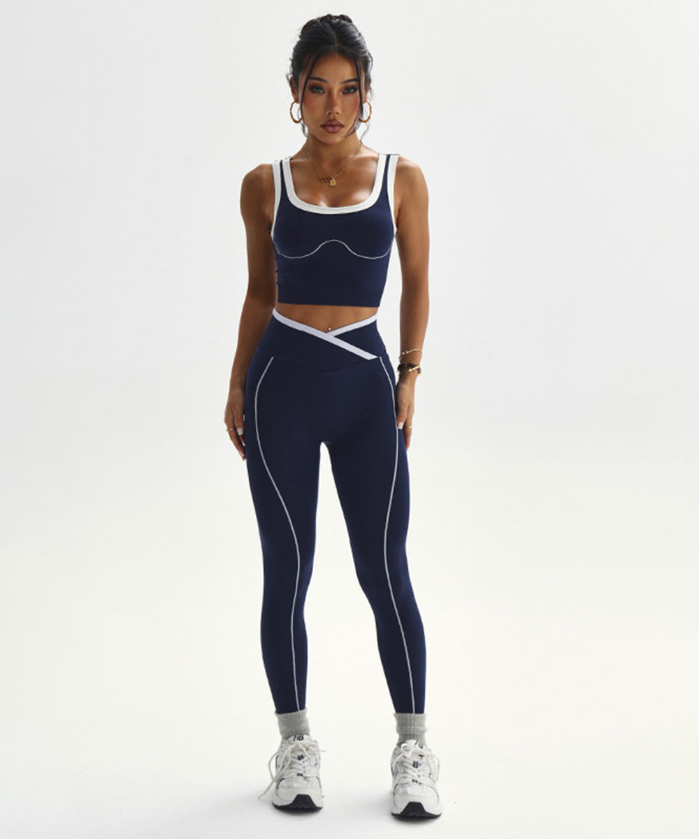 Contrast Binding V-Waist Activewear Set