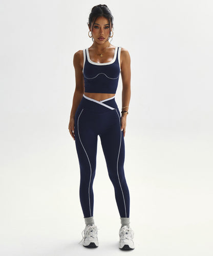 Contrast Binding V-Waist Activewear Set