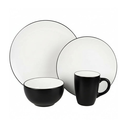 Jay Companies Bistro White/ Black 16-Piece Dinner Set