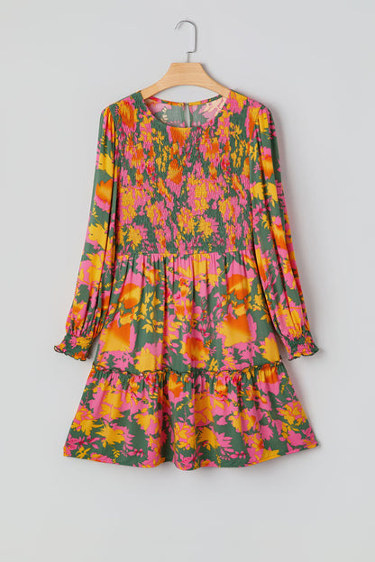 Threaded Pear Anna Smocked Ruffled Mini Dress