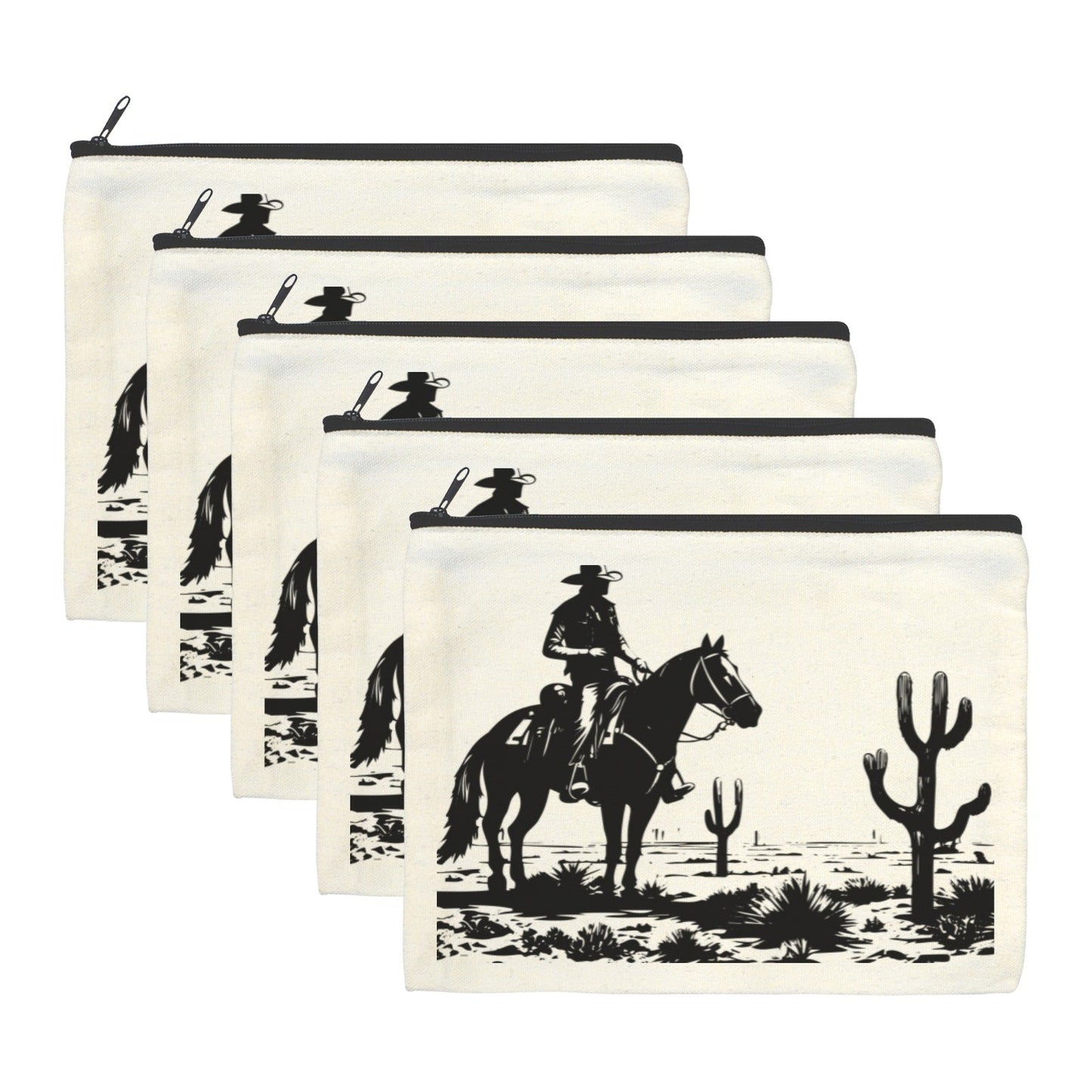 Black White Desert Cosmetic Bag Pack of 5 Made in America