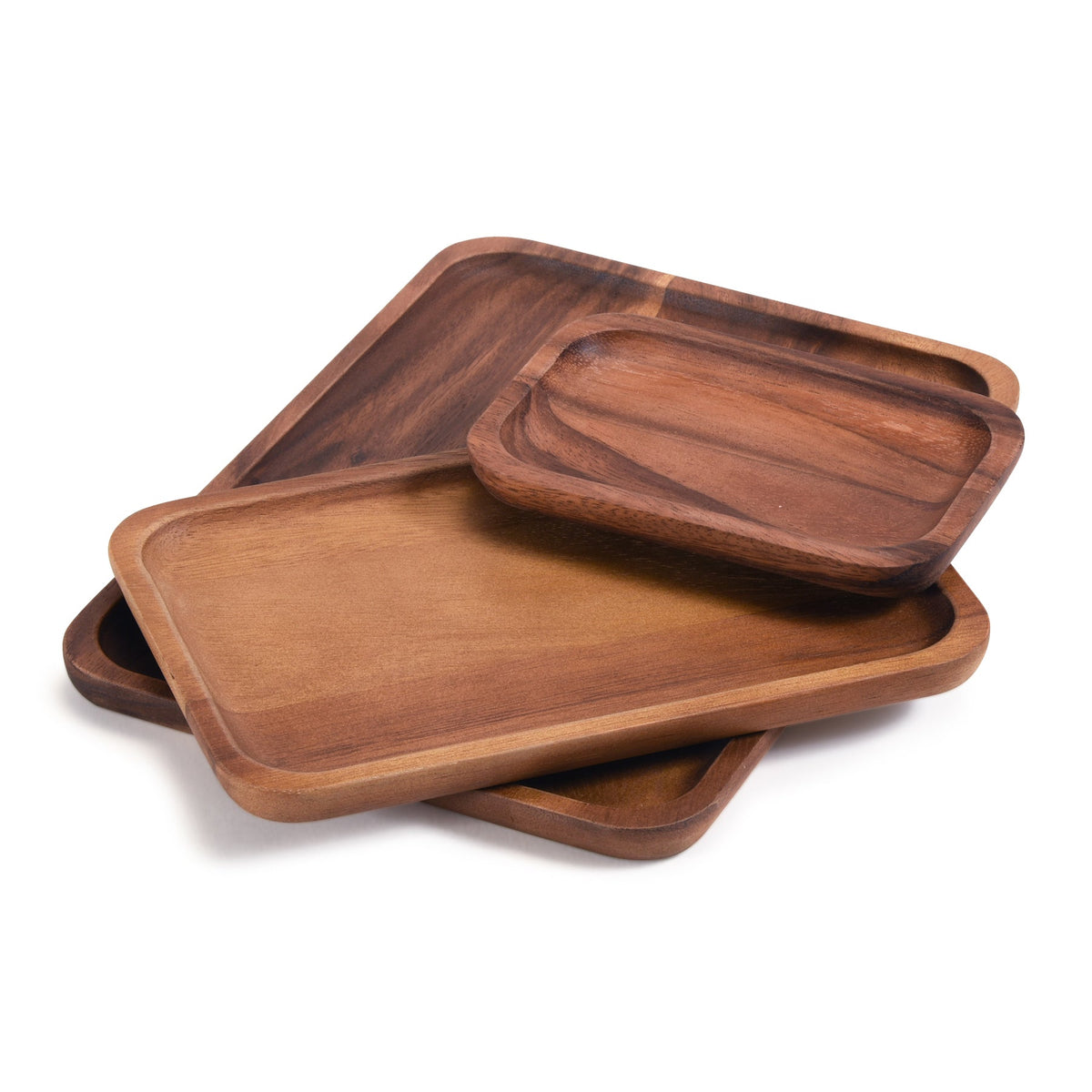 Kalmar Home Set of 3 Acacia Plates - 1 Each Size