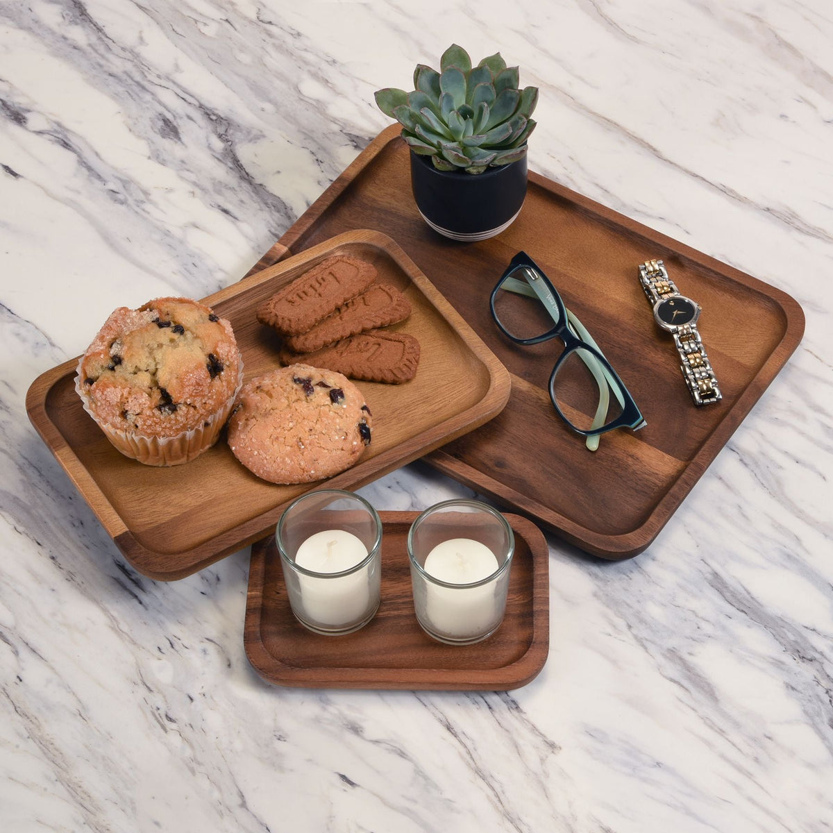 Kalmar Home Set of 3 Acacia Plates - 1 Each Size