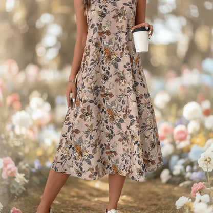 a line midi dress with pockets Joyfunear Yellow A-Line Midi Dress Women's Short Sleeve Flared Skirt Round Neck High Waist Slim Fit Woven Fabric Elegant Summer Daily Casual,S