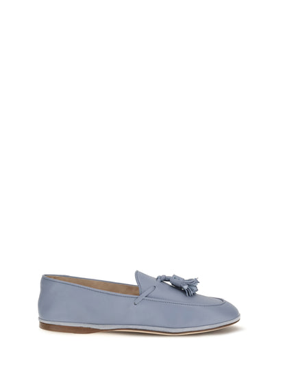 Tassel Loafers Light Blue Calf Leather