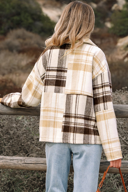 Threaded Pear Julinique Plaid Patchwork Side Shacket