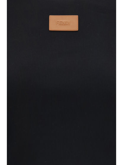 T-Shirt Cropped Ribbed Cotton Black