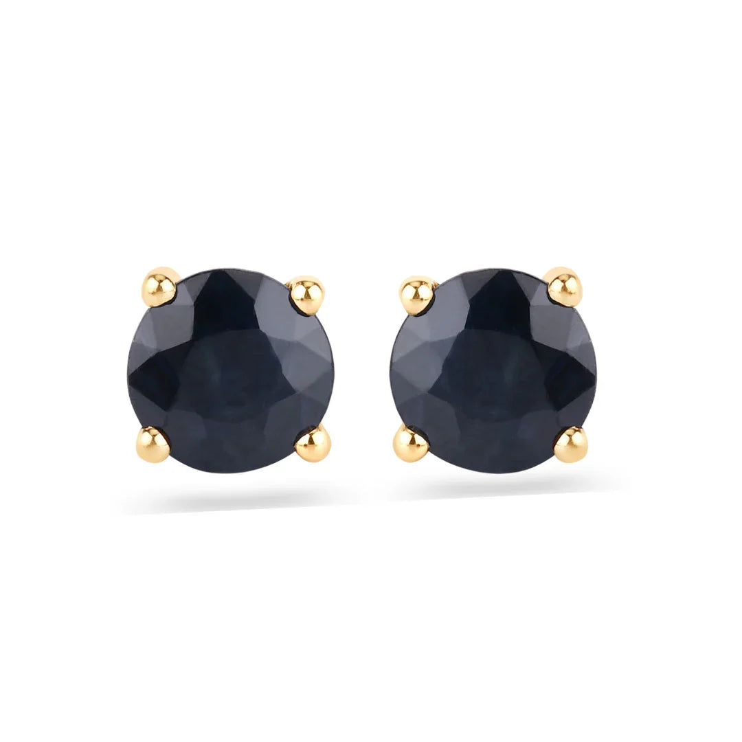 1.70 Ct Round Blue Sapphire Prong 10K Gold Stud Earrings