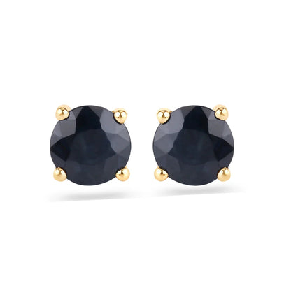 1.70 Ct Round Blue Sapphire Prong 10K Gold Stud Earrings