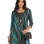 Turquoise Deep Green Linear Print
