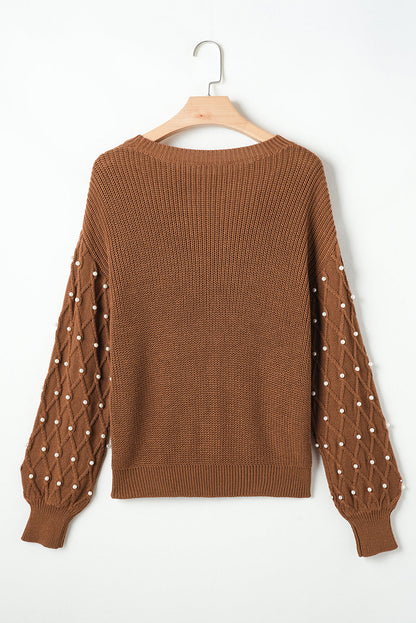 Threaded Pear Evelyn Beaded Drop Shoulder Sweater