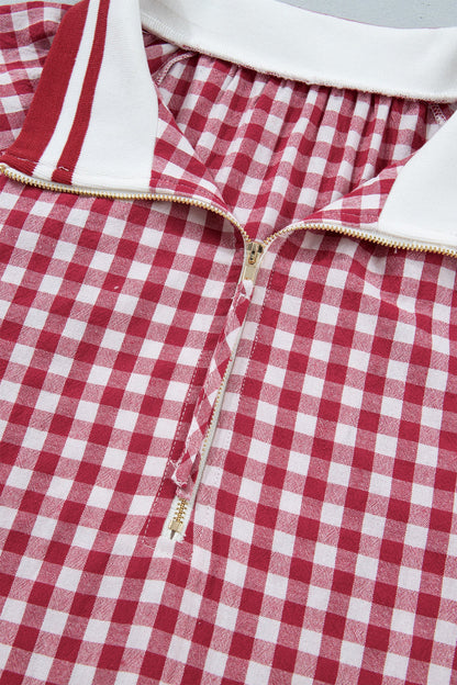 Threaded Pear Journi Patchwork Half Zip Blouse