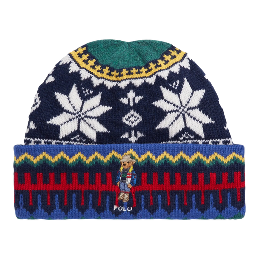 Polo Ralph Lauren Holiday Jacquard Bear Rib-Knit Women Beanie Fairisle