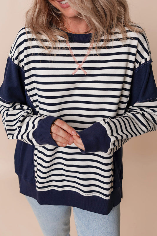Threaded Pear Sage Exposed Seam Loose Fit Sweatshirt
